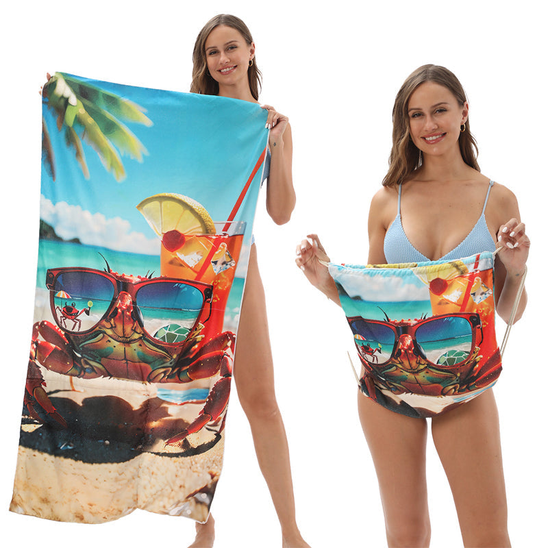 2-in-1 bedruckter Strandtuch-Rucksack