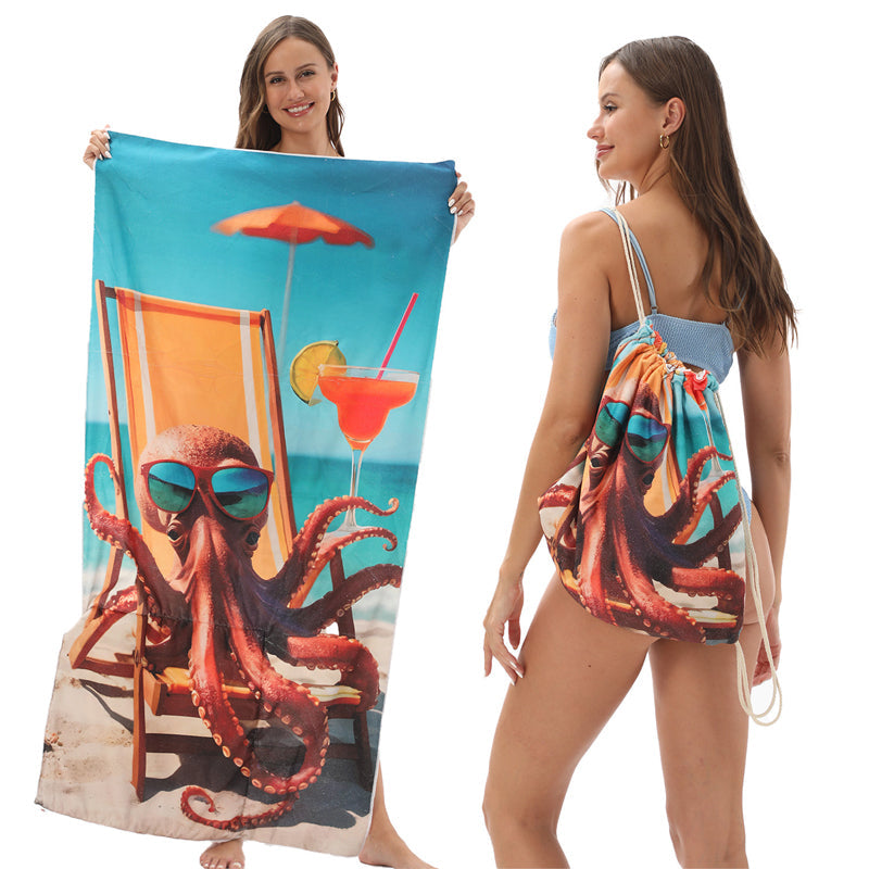 2-in-1 bedruckter Strandtuch-Rucksack