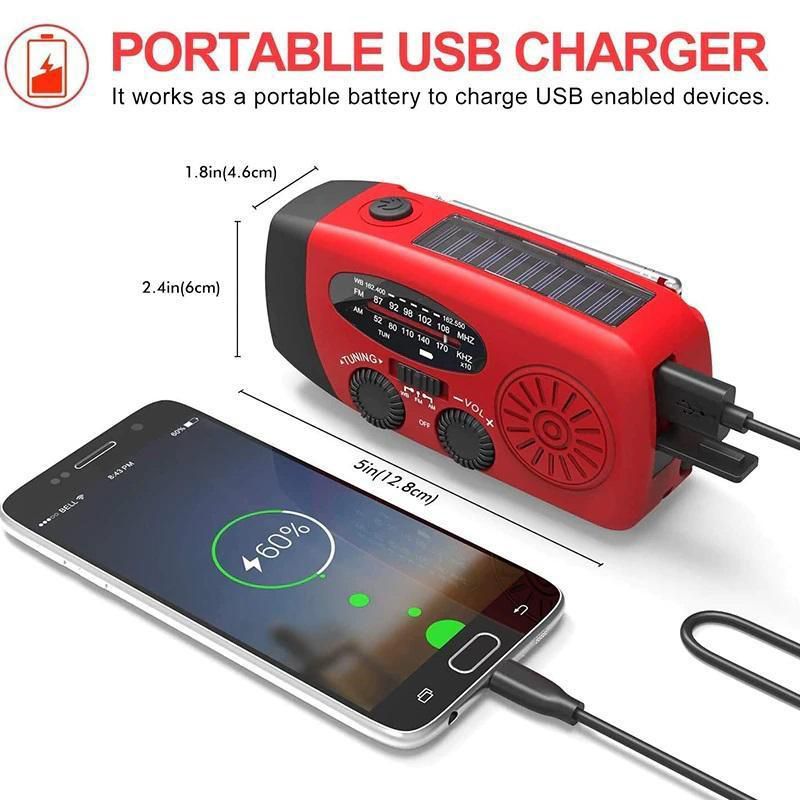 Mini Portable Multifunctional Solar-powered Hand Crank Radio