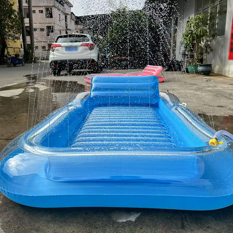 🏊 50% RABATT! 🥳 Aufblasbare Bräu-Liege – Automatische Sprühkühlung & abnehmbares Kissen – Getränkehalter & Sicherheitsgriffe – perfekt für Garten, Pool oder Strand – ideal für zwei Erwachsene 💦