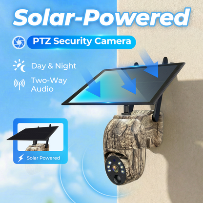 SOLAR-PTZ-KAMERA – 360° Panorama, 4 MP, IP66 Wetterfest & Bewegungsalarm ✨