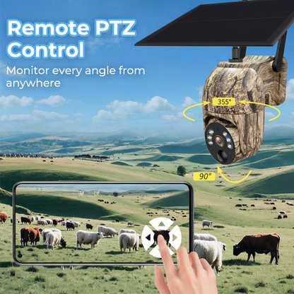 SOLAR-PTZ-KAMERA – 360° Panorama, 4 MP, IP66 Wetterfest & Bewegungsalarm ✨