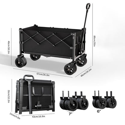 📢 50% RABATT! ⏰ Faltbarer Transportwagen mit Rädern – Robuster Stahlrahmen, 80 kg Traglast, für Strand, Camping & Garten