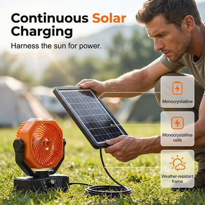 🌞 Tragbarer Solar-Campingventilator mit Nebelfunktion – Entspannung überall, auch abseits des Stromnetzes! ⛺💨 Kühle Nebeldüsen + breiter Schwenkbereich + Fernbedienung – Ihr perfekter Begleiter für maximalen Komfort im Freien. 🔋🌀