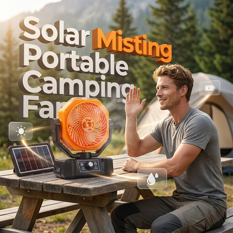 🌞 Tragbarer Solar-Campingventilator mit Nebelfunktion – Entspannung überall, auch abseits des Stromnetzes! ⛺💨 Kühle Nebeldüsen + breiter Schwenkbereich + Fernbedienung – Ihr perfekter Begleiter für maximalen Komfort im Freien. 🔋🌀