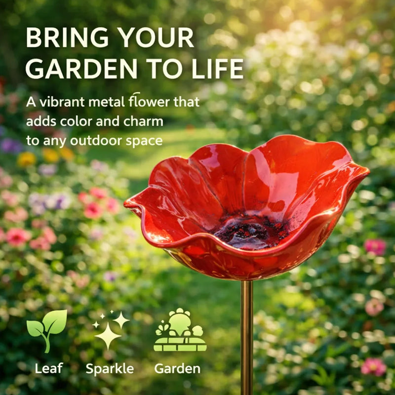 Metallblume mit Vogeltränke – Wunderschöne Gartendekoration in einem!