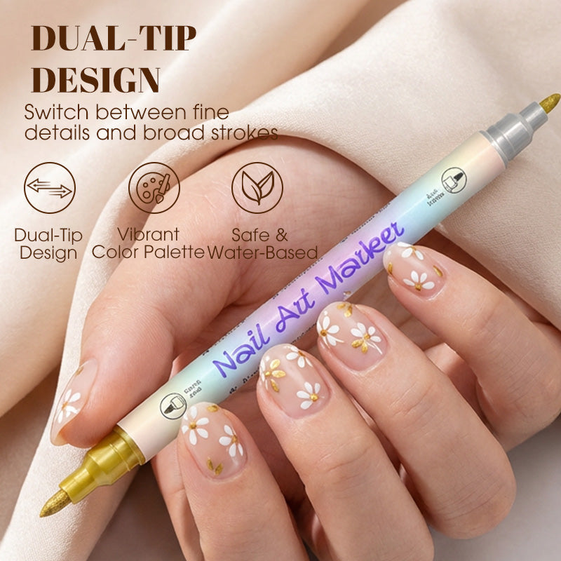 💅 Nageldesign-Pen mit 2-in-1 Spitze – Präzise Linien & Details – Ideal für zu Hause oder unterwegs – saubere, professionelle Nagelkunst ohne großen Aufwand ✨