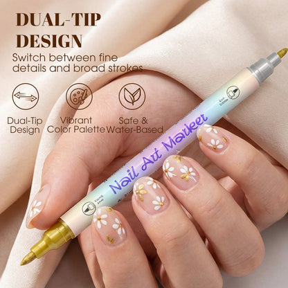 💅 Nageldesign-Pen mit 2-in-1 Spitze – Präzise Linien & Details – Ideal für zu Hause oder unterwegs – saubere, professionelle Nagelkunst ohne großen Aufwand ✨