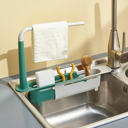 🧽 Teleskop-Spülbecken-Aufbewahrungsregal – Verstellbar, rostfrei & platzsparend – Ideal für Schwämme, Seife & Reinigungsmittel ✨