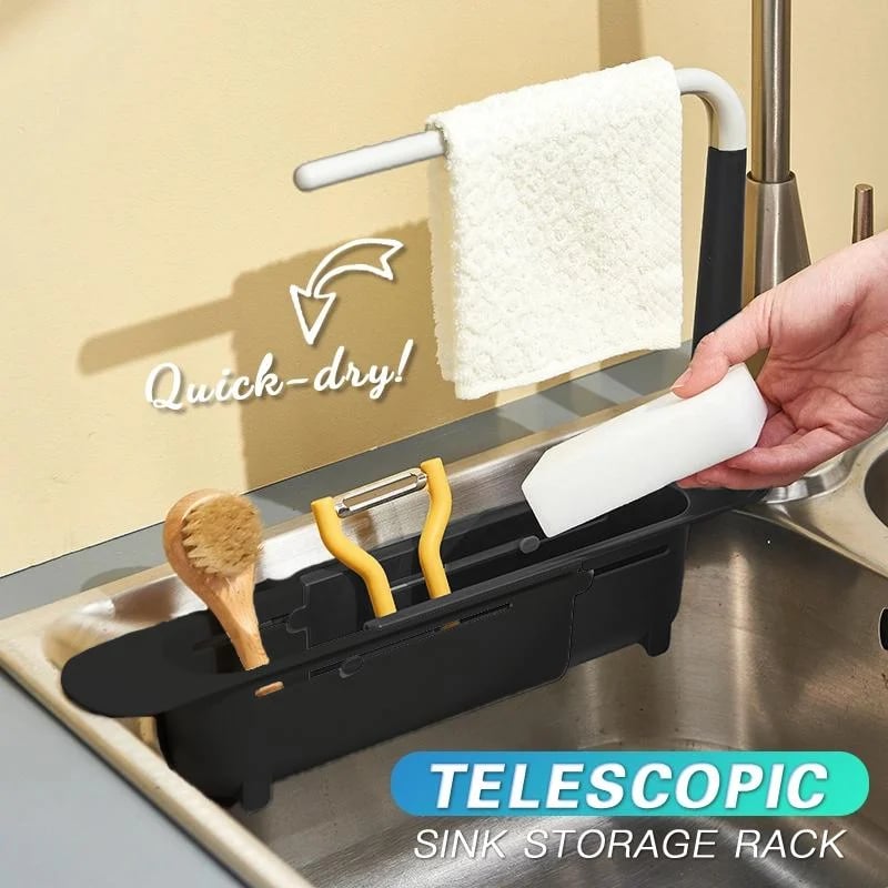 🧽 Teleskop-Spülbecken-Aufbewahrungsregal – Verstellbar, rostfrei & platzsparend – Ideal für Schwämme, Seife & Reinigungsmittel ✨
