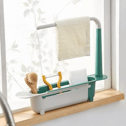 🧽 Teleskop-Spülbecken-Aufbewahrungsregal – Verstellbar, rostfrei & platzsparend – Ideal für Schwämme, Seife & Reinigungsmittel ✨