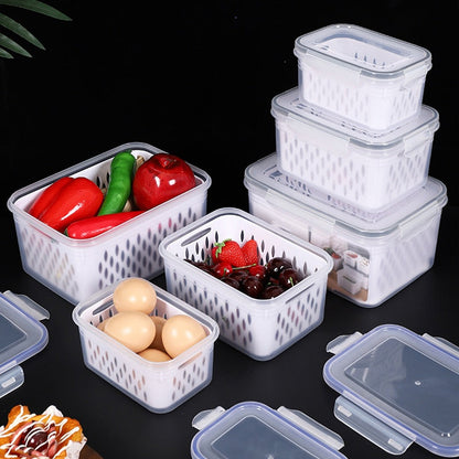 ⏰️SOMMER-ANGEBOT⌛️ 3-teiliges Obstaufbewahrungsbehälter-Set für den Kühlschrank mit herausnehmbarem Siebeinsatz