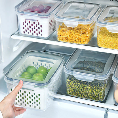 ⏰️SOMMER-ANGEBOT⌛️ 3-teiliges Obstaufbewahrungsbehälter-Set für den Kühlschrank mit herausnehmbarem Siebeinsatz