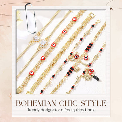 🧿 50% RABATT! 💕 Armband im Bohème-Stil mit Anhängern – Böser Blick & Elefant – Schützend, boho-chic & perfekt als Geschenk ✨