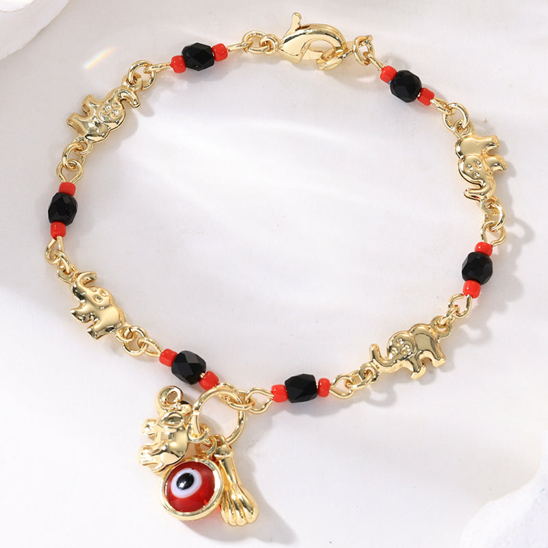 🧿 50% RABATT! 💕 Armband im Bohème-Stil mit Anhängern – Böser Blick & Elefant – Schützend, boho-chic & perfekt als Geschenk ✨
