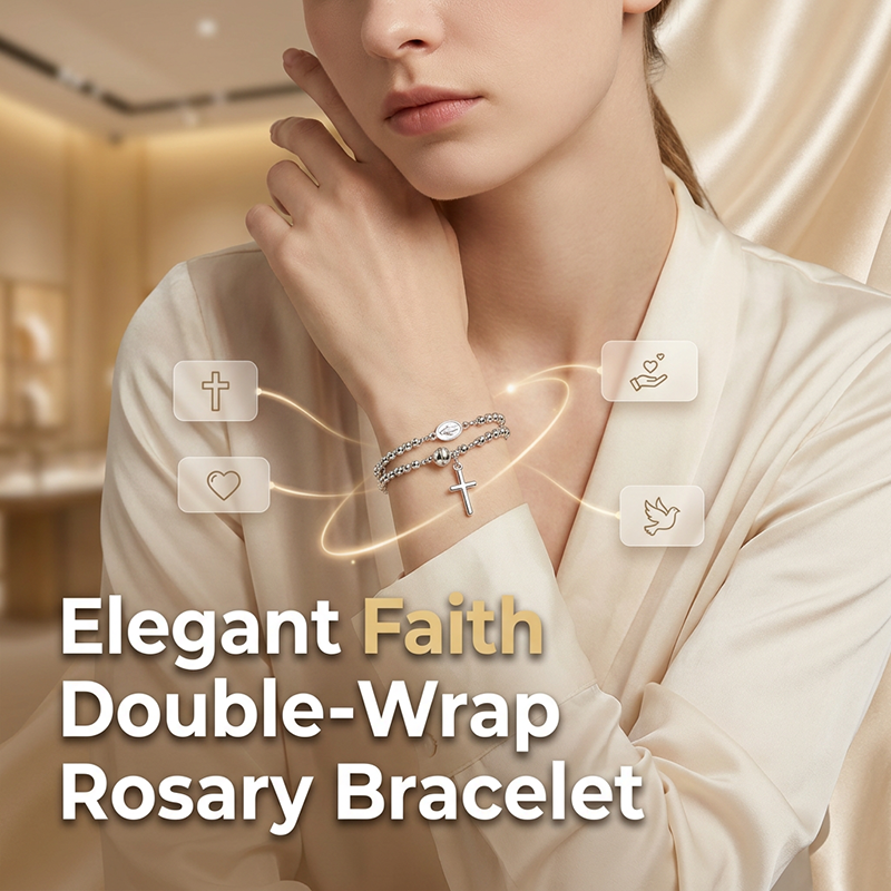 🌷💝 50% RABATT! Elegantes Doppeltes Gebetsperlenarmband mit Kreuz – Stilvoll & voller Glauben!