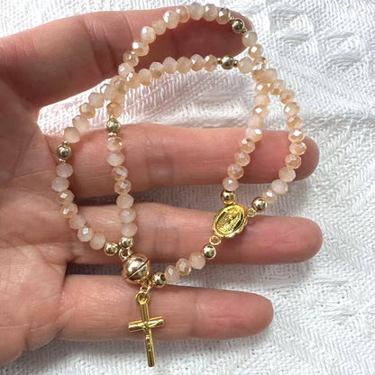 🌷💝 50% RABATT! Elegantes Doppeltes Gebetsperlenarmband mit Kreuz – Stilvoll & voller Glauben!