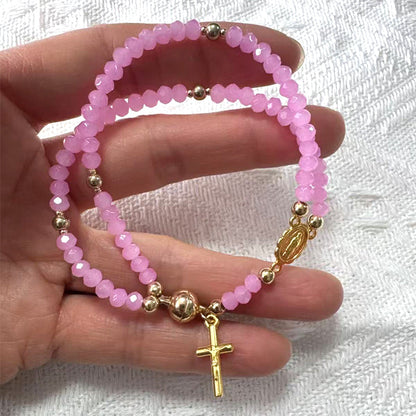 🌷💝 50% RABATT! Elegantes Doppeltes Gebetsperlenarmband mit Kreuz – Stilvoll & voller Glauben!