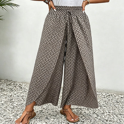 🌺Bedruckte Damenhose mit weitem Bein und Kordelzug