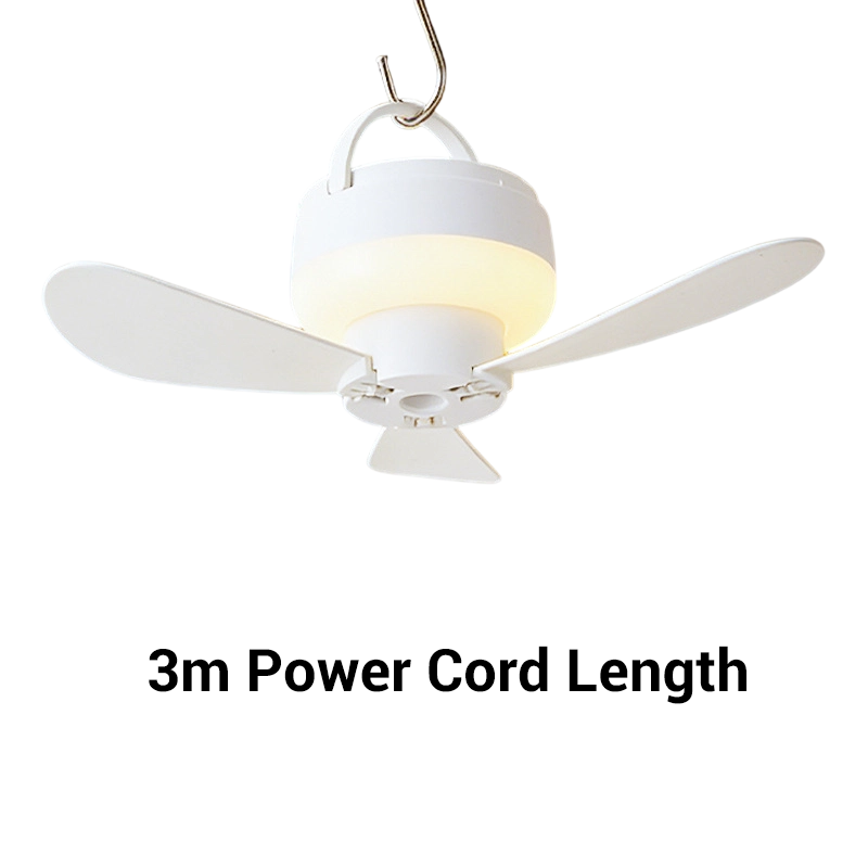 Wiederaufladbarer Hängeventilator mit LED-Nachtlicht