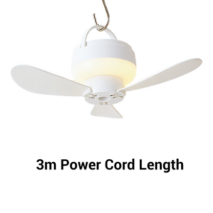 Wiederaufladbarer Hängeventilator mit LED-Nachtlicht