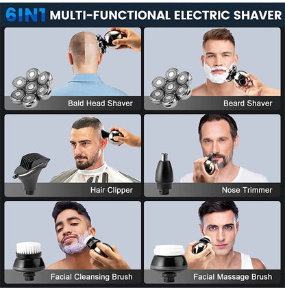 💪7D Floating Shaver Set | 5-in-1 Multifunktional⚡ Kabelloses Laden + LED-Akkustandsanzeige🚿 Nass-/Trockenrasur · Abwaschbar🪐 Ideal für unterwegs