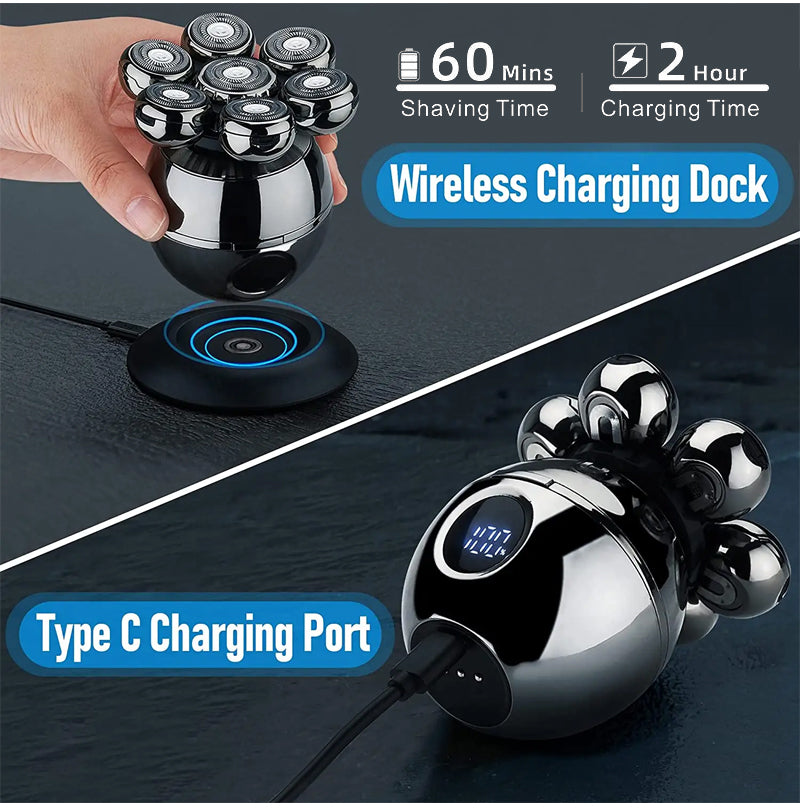 💪7D Floating Shaver Set | 5-in-1 Multifunktional⚡ Kabelloses Laden + LED-Akkustandsanzeige🚿 Nass-/Trockenrasur · Abwaschbar🪐 Ideal für unterwegs