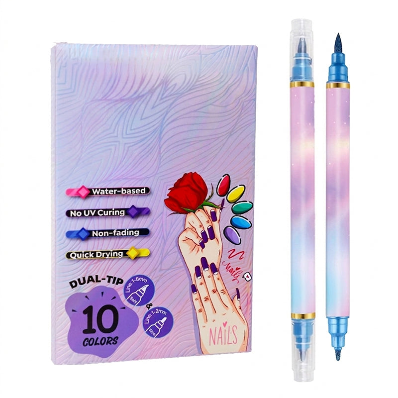 🥳2026-Bestseller🥳💞Über 50.000-mal verkauft! 💅🎨10-teiliges Set mit Nail-Art-Markern (Doppelspitze) – feine & breite Spitzen für kinderleichte DIY-Designs. Schnelltrocknend, keine UV-Lampe erforderlich! Salon-Ergebnisse für zu Hause! 🛡️✨