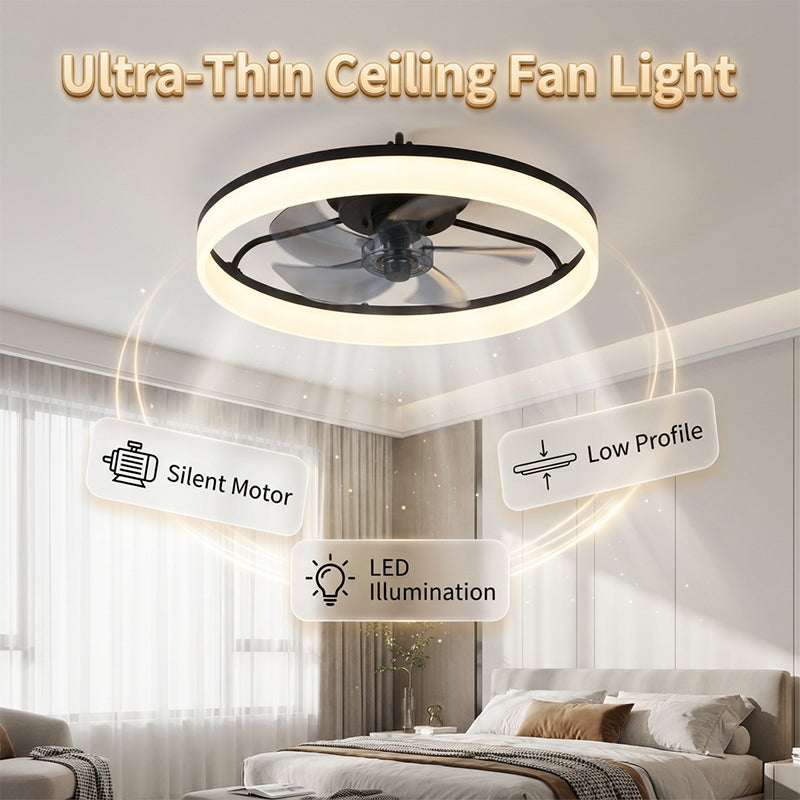 💨💡Moderner leiser Deckenventilator mit LED-Beleuchtung – 3 Geschwindigkeiten, Fernbedienung & energieeffizient – Perfekt für Schlaf- & Wohnzimmer ✨