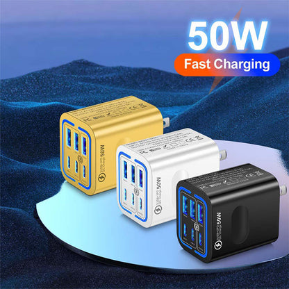 🥳HEISSER SALE 2026🥳💞50.000+ VERKAUFT!👵❤️ 50 % RABATT!  50W USB-C-Wandladegerät mit 6 Anschlüssen