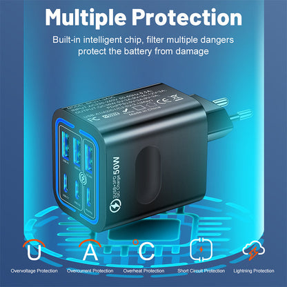 🥳HEISSER SALE 2026🥳💞50.000+ VERKAUFT!👵❤️ 50 % RABATT!  50W USB-C-Wandladegerät mit 6 Anschlüssen