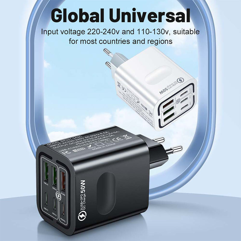 🥳HEISSER SALE 2026🥳💞50.000+ VERKAUFT!👵❤️ 50 % RABATT!  50W USB-C-Wandladegerät mit 6 Anschlüssen