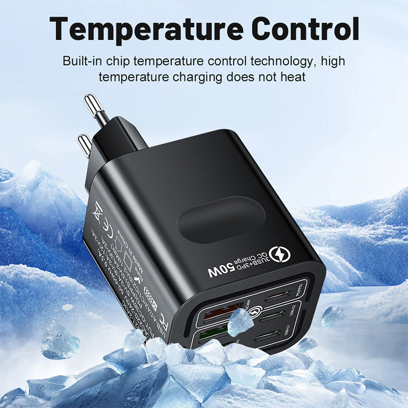 50W USB-C-Wandladegerät mit 6 Anschlüssen