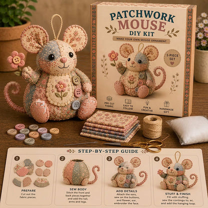 🎁✨ Handgefertigtes Nähset für eine Vintage-Maus aus Plüsch 🧵