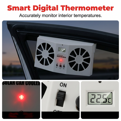 🚗Solarbetriebener Auto-Abluftventilator – Doppel-Turbo-Belüftung & Temperaturanzeige☀️