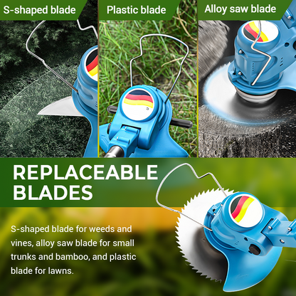 🌿✂️ Blitzangebot: 50 % Rabatt! Akku-Rasentrimmer-Set – 3 austauschbare Klingen, Kupfermotor, Teleskopstiel, 2 Farben, ideal für Rasen und Garten 🔧