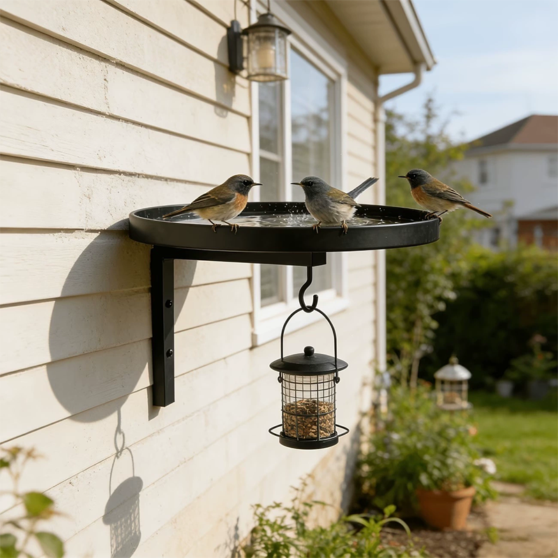 📢📢50 % Rabatt!!🥳🐦Wandmontierter Eisen-Vogeltränke & Futterhaus – dekoratives Kunsthandwerk für Garten, Terrasse & Balkon 🌿🌸