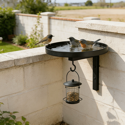 📢📢50 % Rabatt!!🥳🐦Wandmontierter Eisen-Vogeltränke & Futterhaus – dekoratives Kunsthandwerk für Garten, Terrasse & Balkon 🌿🌸