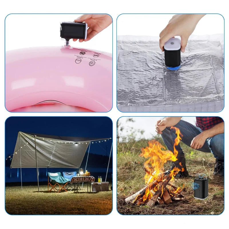 🏕️ Wiederaufladbare Camping-Luftpumpe – LED-Licht, schnelles Aufpumpen, kompakt – Zahlung per Nachnahme 🔋