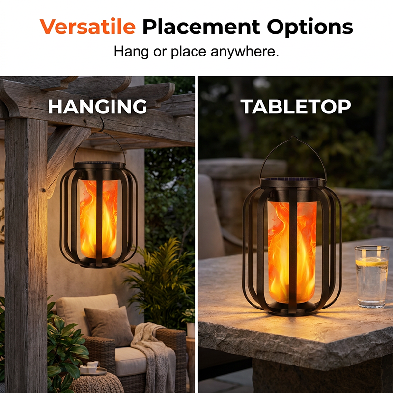 ☀️ Solar-Flackerflammen-Laterne – Wasserdicht & automatisch – Realistisches warmes Licht, perfekt für Terrassen, Gärten oder Wege – kein Kabel nötig 🌙