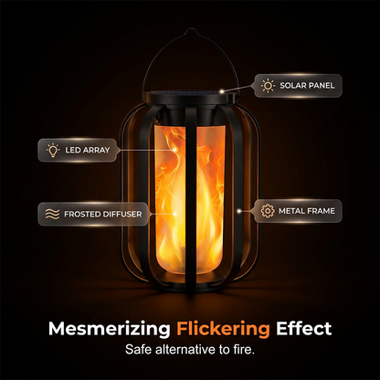 ☀️ Solar-Flackerflammen-Laterne – Wasserdicht & automatisch – Realistisches warmes Licht, perfekt für Terrassen, Gärten oder Wege – kein Kabel nötig 🌙