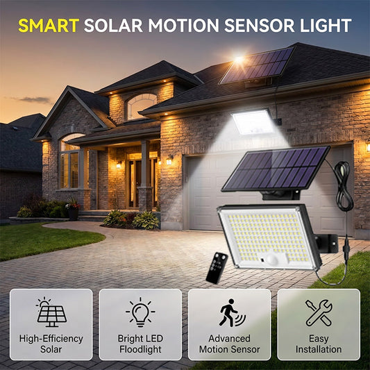 ☀️ Outdoor Solar Sicherheitsleuchte – Bewegungssensor & 3 Modi – Wasserdicht, automatisches Ein/Ausschalten – perfekt für Garten, Einfahrt oder Garage – kein Kabel nötig 🌙🔦