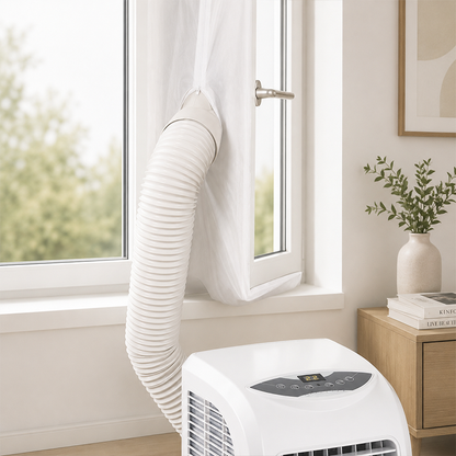 🌬️ Mobiles Klimaanlagen Fensterdichtung Set | 2 Reißverschlüsse für Einzel- & Doppelschlauch ✅ | Wasserdichtes Gewebe | Für Schiebetüren & Balkontüren 🏠 | Energiesparend & Universell