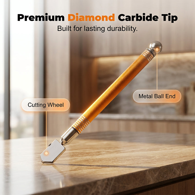 Professioneller Diamant-Glasschneider mit Griff aus Aluminiumlegierung und Rollenrad