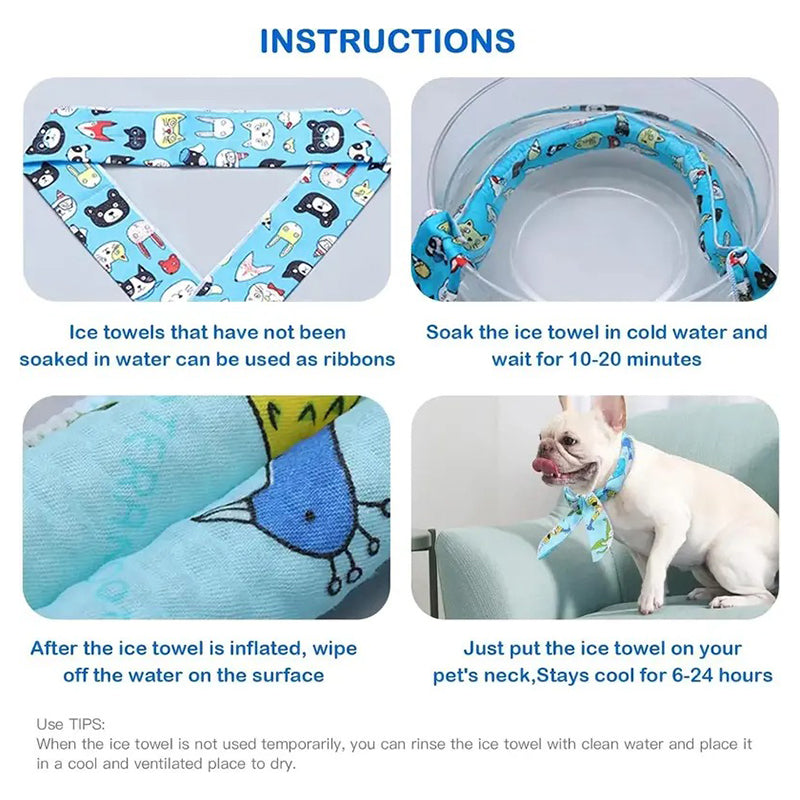 ❄️ Kühlender Sommer-Schal für Hunde & Katzen – niedliches Cartoo❄️n-Design, als Geburtstags-Accessoire & praktische Kühlhilfe an heißen Tagen 🐾❄️