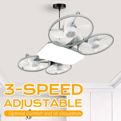 📢📢50 % Rabatt!! ⏰🏠 3-stufiger E27 Ventilator-Leuchte im Drohnen-Design mit Fernbedienung 🎛️, energiesparend ⚡ mit Kühl- und Lichtfunktion 💨💡 für Schlafzimmer und gesamte Wohnung