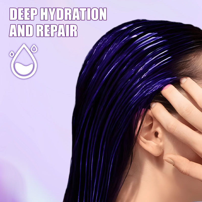 👱‍♀️Du möchtest deine Haarfarbe aufhellen? Dein Haar braucht dringend Pflege! Feuchtigkeitsspendende lila Haarmaske mit langanhaltendem Duft