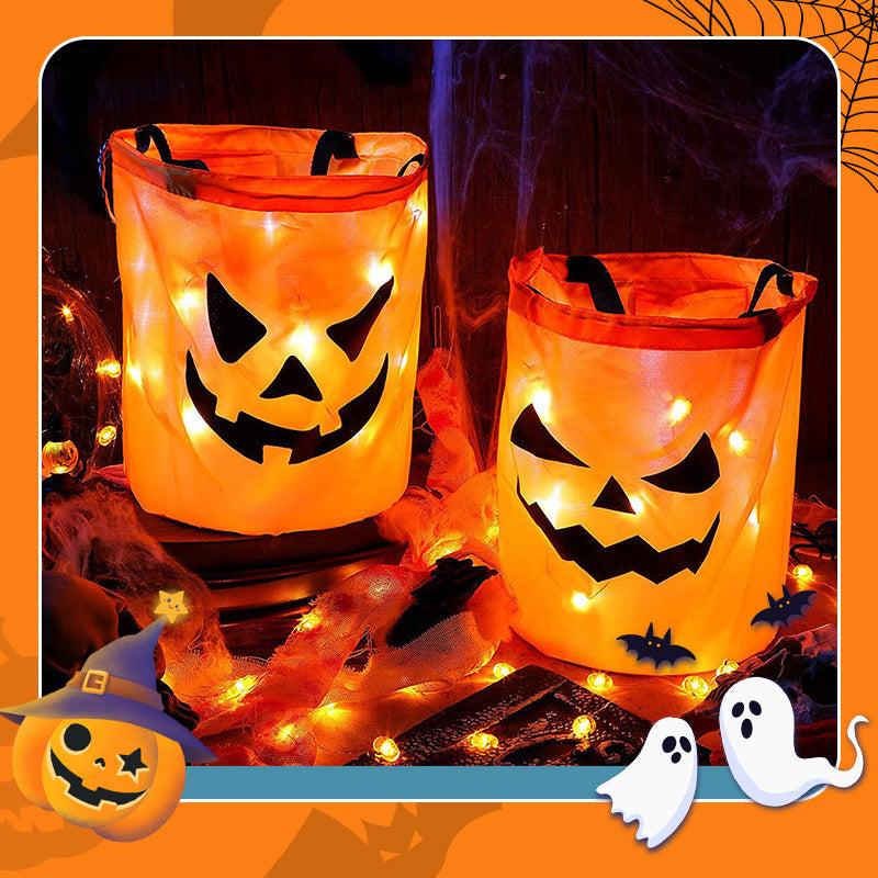 🎃🍬 👻 Halloween Leuchtende Kürbis-Süßigkeitentasche – Glow-in-the-Dark, weich & geräumig – Perfekt für Trick-or-Treat & Kostümfeste ✨