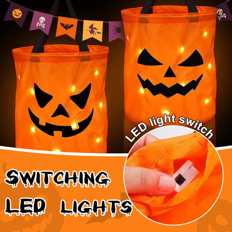 🎃🍬 👻 Halloween Leuchtende Kürbis-Süßigkeitentasche – Glow-in-the-Dark, weich & geräumig – Perfekt für Trick-or-Treat & Kostümfeste ✨
