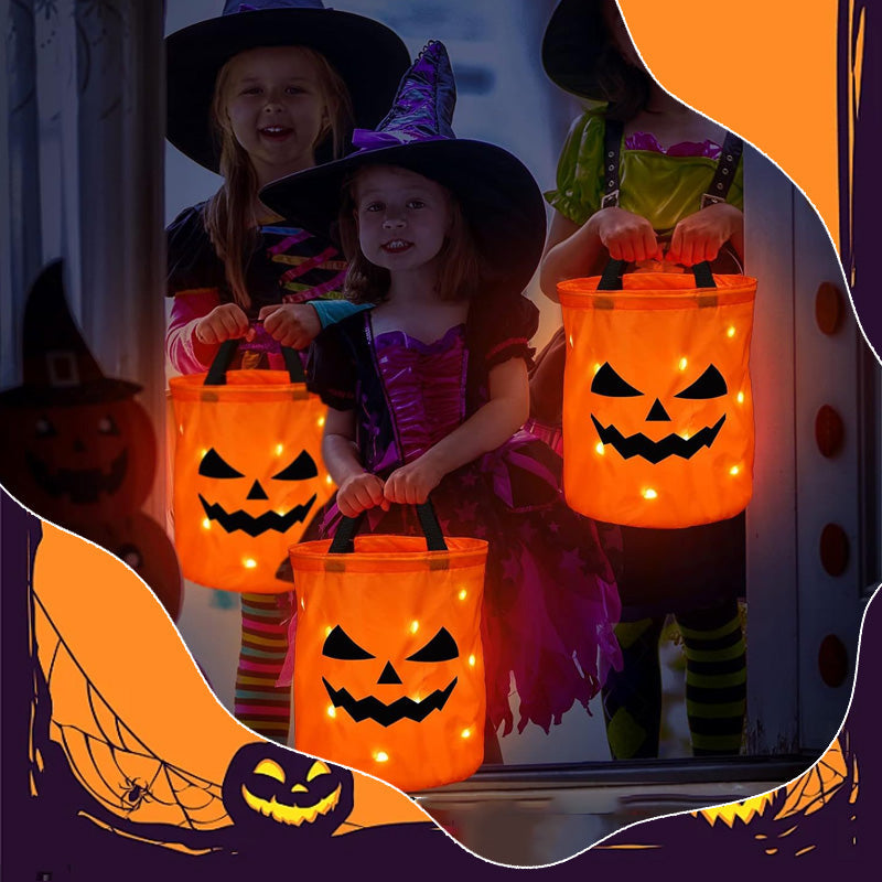 🎃🍬 👻 Halloween Leuchtende Kürbis-Süßigkeitentasche – Glow-in-the-Dark, weich & geräumig – Perfekt für Trick-or-Treat & Kostümfeste ✨